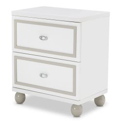 Amini Sky Tower Nightstand with 2 Drawer in White Cloud