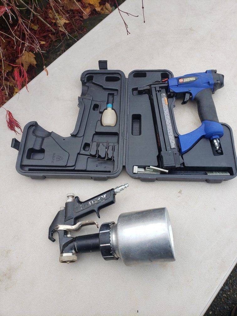 Craftsman  Paint Spray Gun and Campbell Hausfeld 2 in 1 Brad Nailer Stapler 