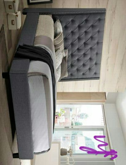 Chantilly Gray Upholstered Queen Bed (King Size available)