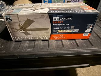 NEW Hampton Bay 52 in Zandra Smart Indoor Ceiling Fan Brushed Nickel