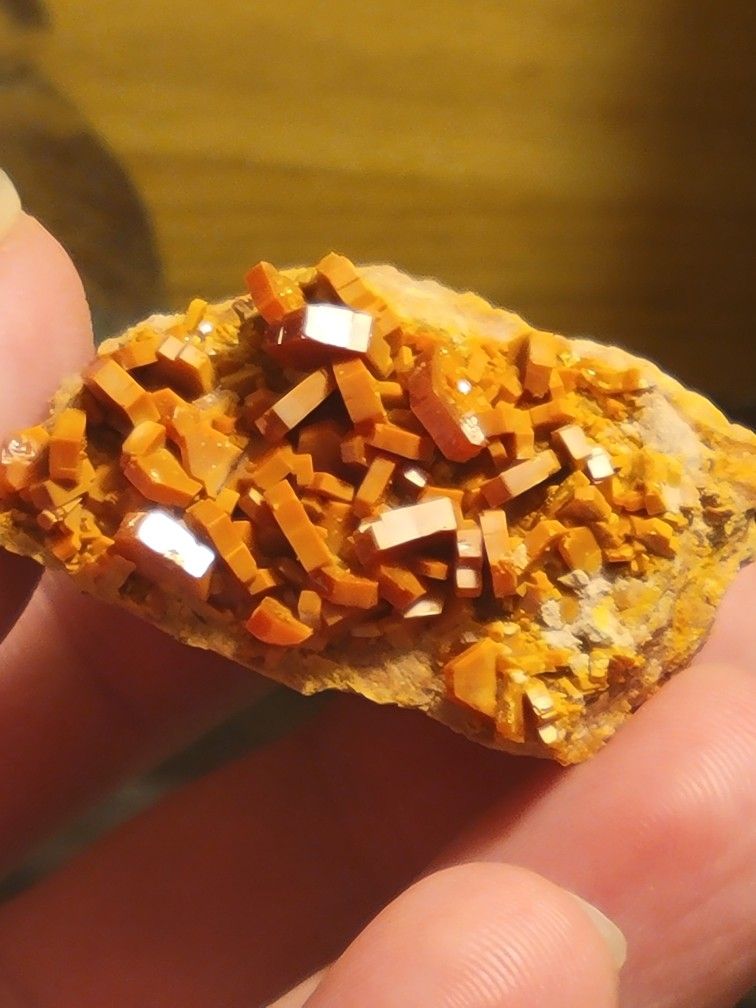 Rare Mineral Specimen Red Vanadinite Hexagonal Crystals in Matrix. from Morocco.