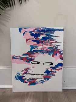 Original Abstract Face Painting – Vibrant Modern Pop Art Canvas