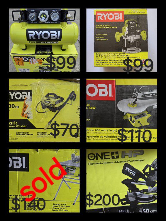 Ryobi Tools. Miter Saw, Pressure Washer, Table Saw And More