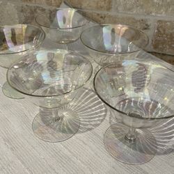 5 Iridescent Champagne/ Coupe Glasses