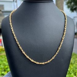 Jewelry New 18k yellow gold solid elegant spring chain necklace 22.50” 4.75mm