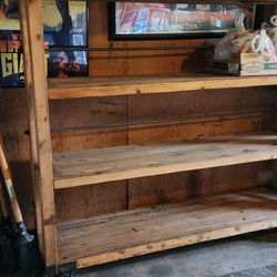 Large Wood Industrial Shelving Unit, Bookshelves,  Pine