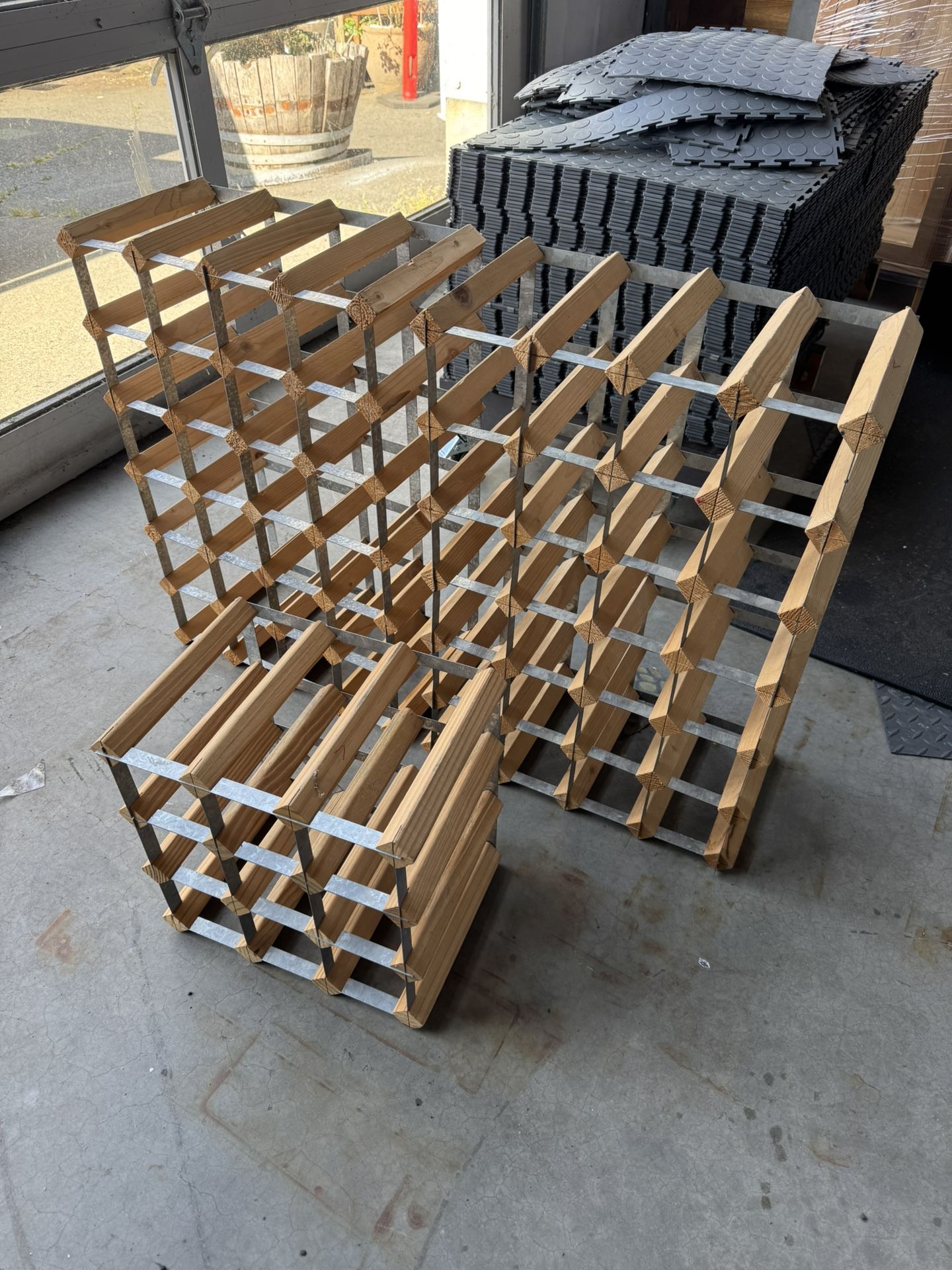 3 Industrial Wood Metal Wine Racks