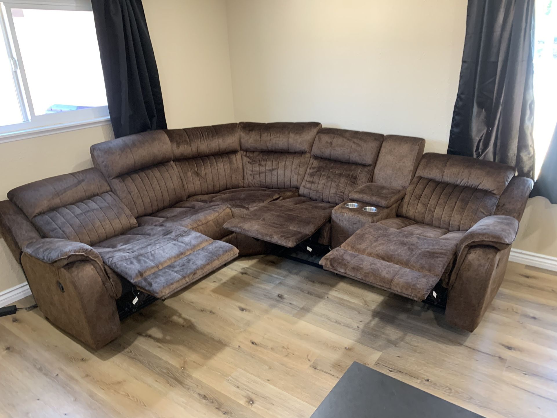 Brown Recliner Sectional Couch