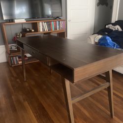MCM Mid Century Modern Large Heavy Solid Wood Desk 