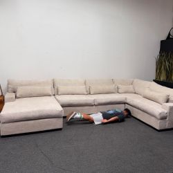 *Like New* Oversized Snuggle Down 173" Beige Sectional Couch - Retails $3550!!! Can Deliver (HUGE)