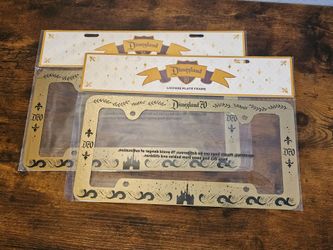 NWT Disneyland 70th Anniversary Gold License Plate Frame Set