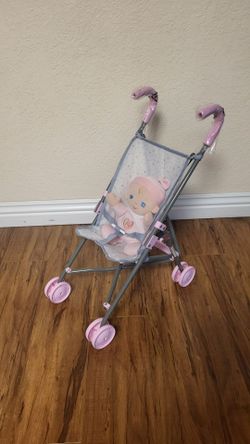 Baby Doll With Sounds And Stroller Toy.