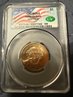 2008-P Martin Van Buren $1 CAC MS64 Satin Finish