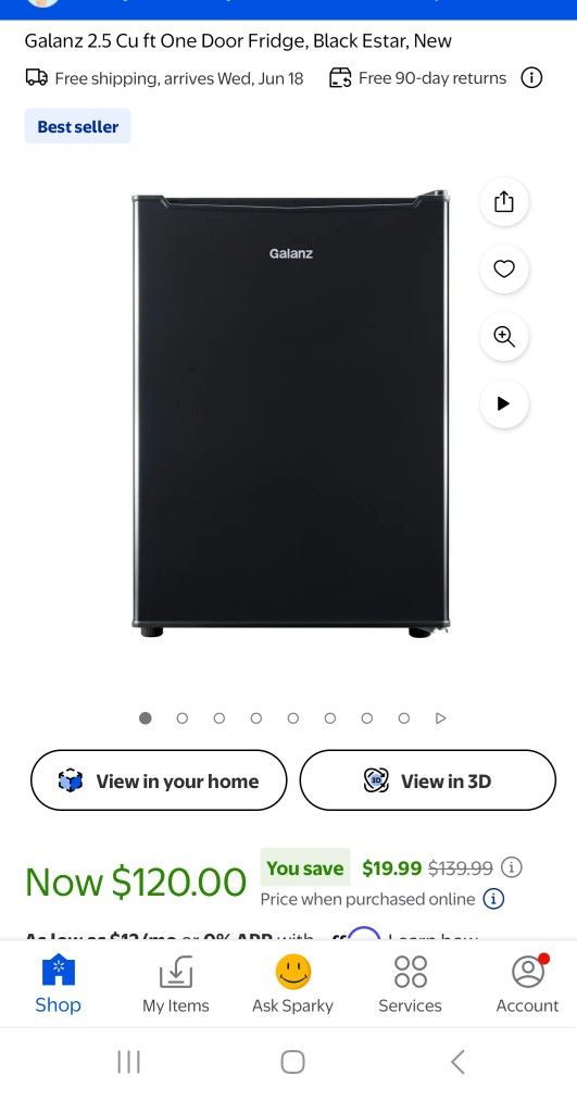 Black Galanz Mini Fridge