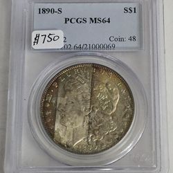 1890-S Morgan Silver Dollar PCGS MS64 **RARE**