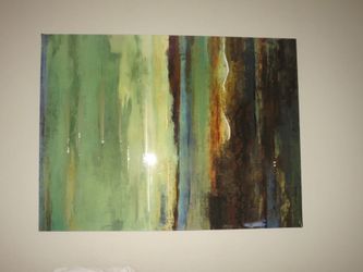 Large Modern Abstract Wall Art – Green, Blue & Earth Tones
