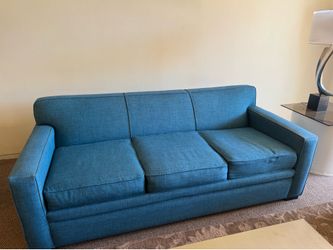 82” Turquoise Lazy Boy Meyer Sofa ft Queen Temperpedic Fold Out Bed