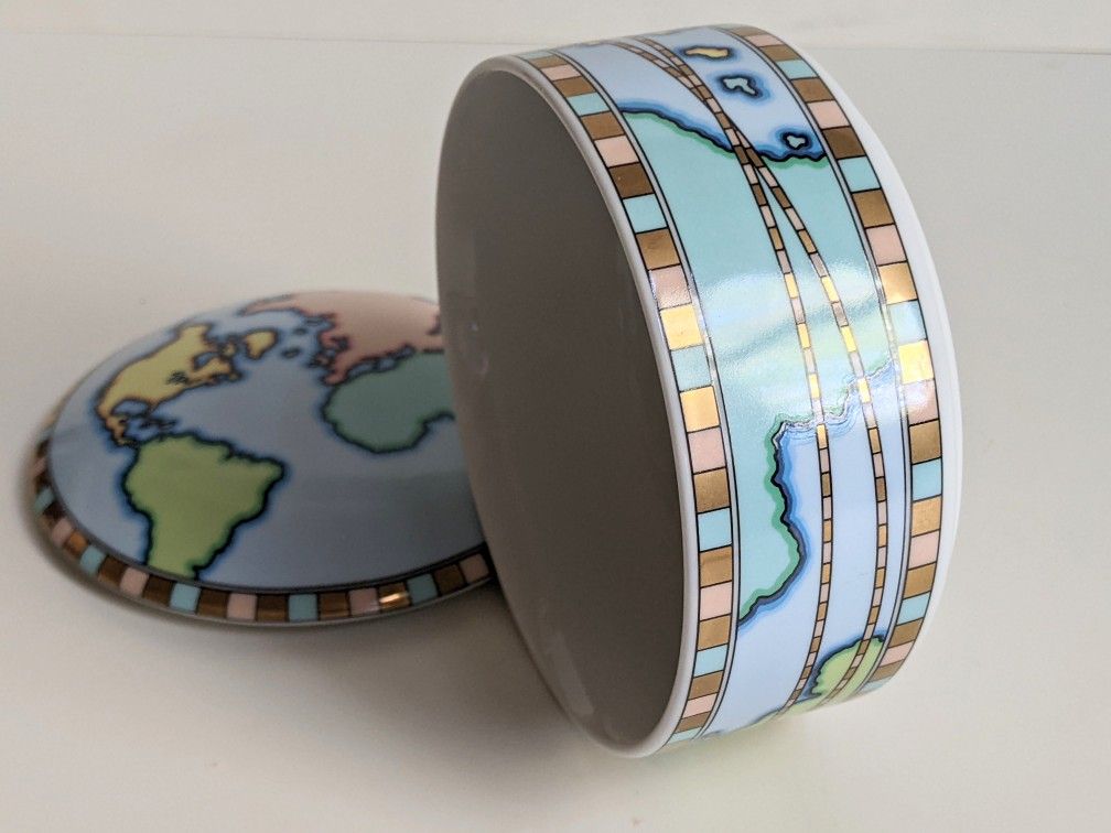 Tiffany & Co. World Map Globe Covered Trinket Jewelry Box