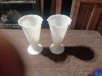  Two Fenton Milk Glass.  Hobnail
