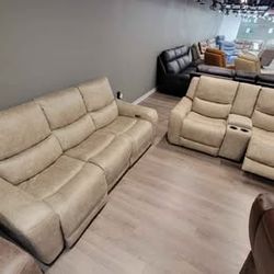 NEW ARRIVAL!!! Power Recliner Sofa and Power Recliner Loveseat With Center Console!!!