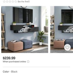 Modern 1 Shelf Floating TV Stand For RVs Up To 65" Black Wall Mounted