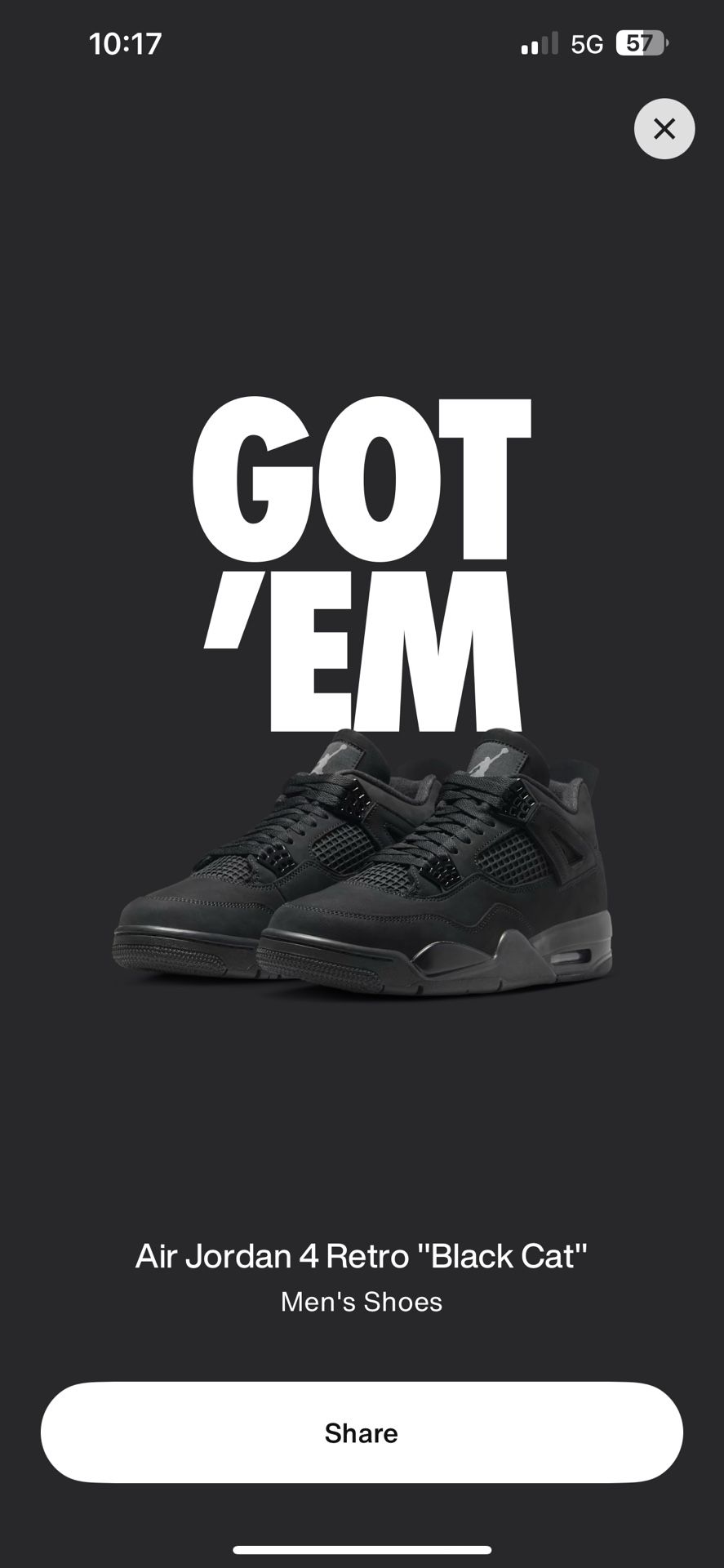 Jordan Retro 4 “Black Cat” (2025) 11.5 Men’s 