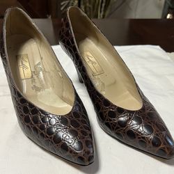 Amalfi Brown Croc Pumps 