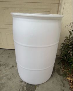 55 Gallon Plastic Drum white. 1 available