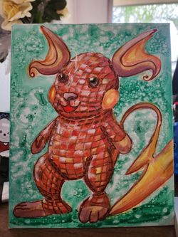 Handmade Raichu Pokémon Painting – Original Art