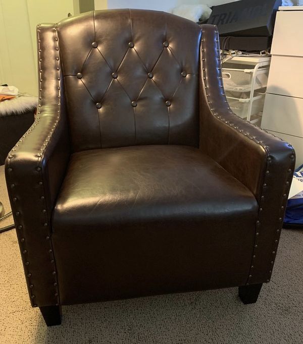 West Elm leather arm chair in dark brown for Sale in Kirkland, WA OfferUp