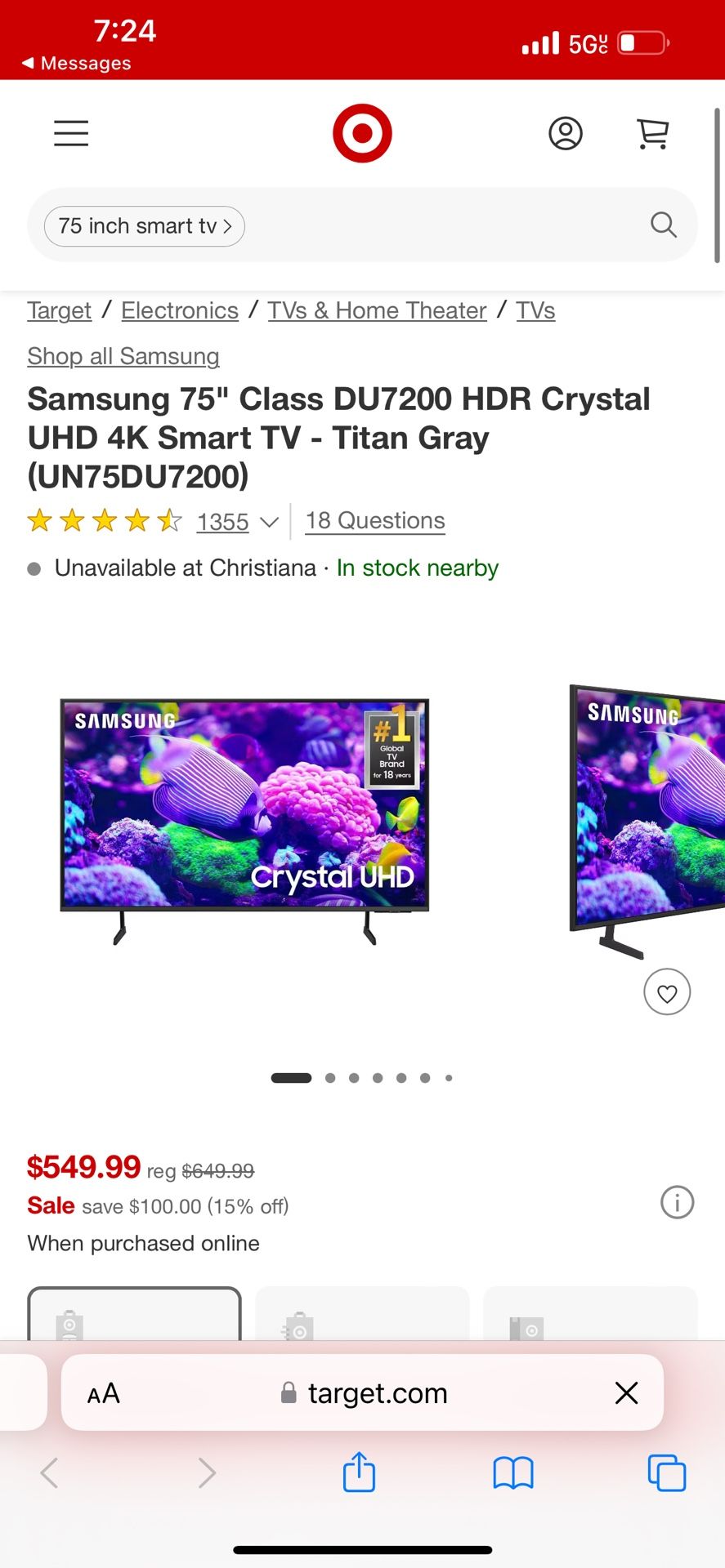 Samsung UHD SMART TV 75’ Electronics & Media