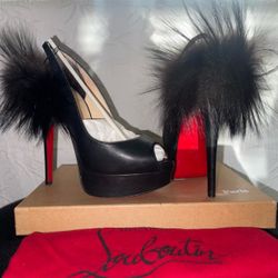 Red Bottom Louboutin With Fox fur 