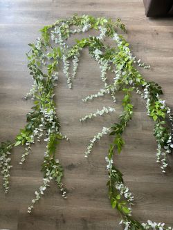 Artificial Wisteria Vine Garland White Flowers