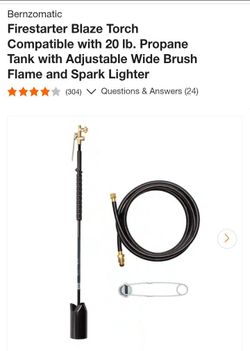 Firestarter Blaze Torch Compatible with 20 lb. Propane Tank with Adjustable Wide Brush Flame and Spark Lighter... Used, GREAT CONDITION