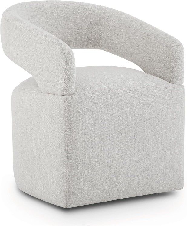 Upholstered Dining Chairs with Casters Modern Barrel Side Armchair