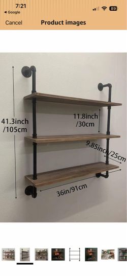 2 HDDFER Industrial Pipe Wall Shelves