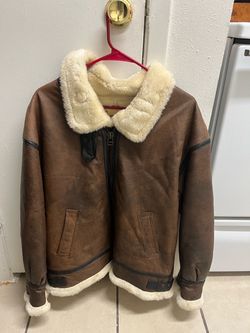 Size small in men’s: Brown Shearling Aviator Bomber Jacket