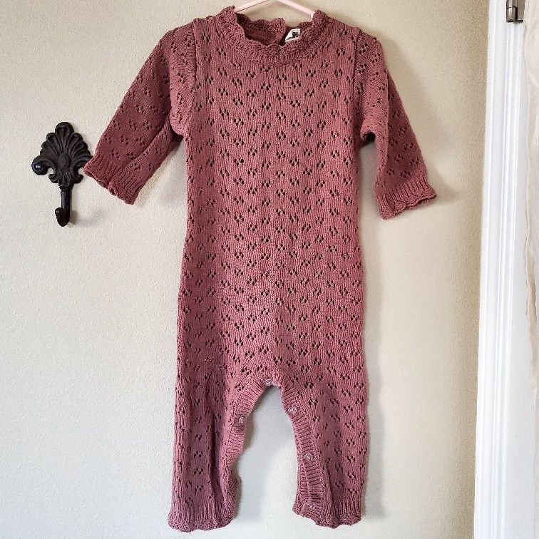 Mali Wear Knit Pointelle Onesie, Purple Pink, 12-18 Months