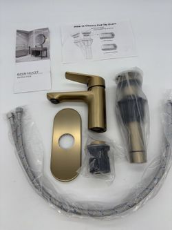Brushed Gold Bathroom Faucet Single Handle Basin Sink Vanity Pop Up Drain New A1