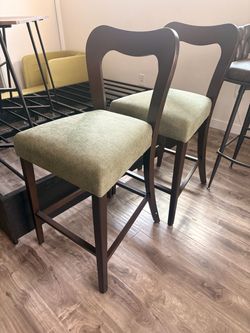 Green and Brown Barstools - 22”