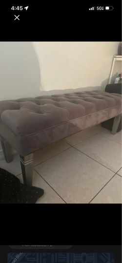 Gray Tufted Bench