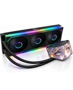 360mm AIO CPU Liquid Cooler – Curved OLED Screen – ARGB – Black