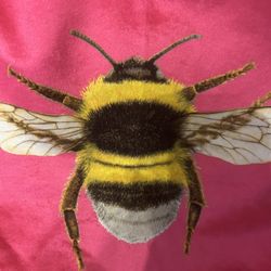 Vintage Pink Velvet Bee Pillow Cover 