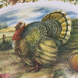 Vintage Brookpark #1521 Melamine Oval  Thanksgiving Turkey Holiday Platter .  