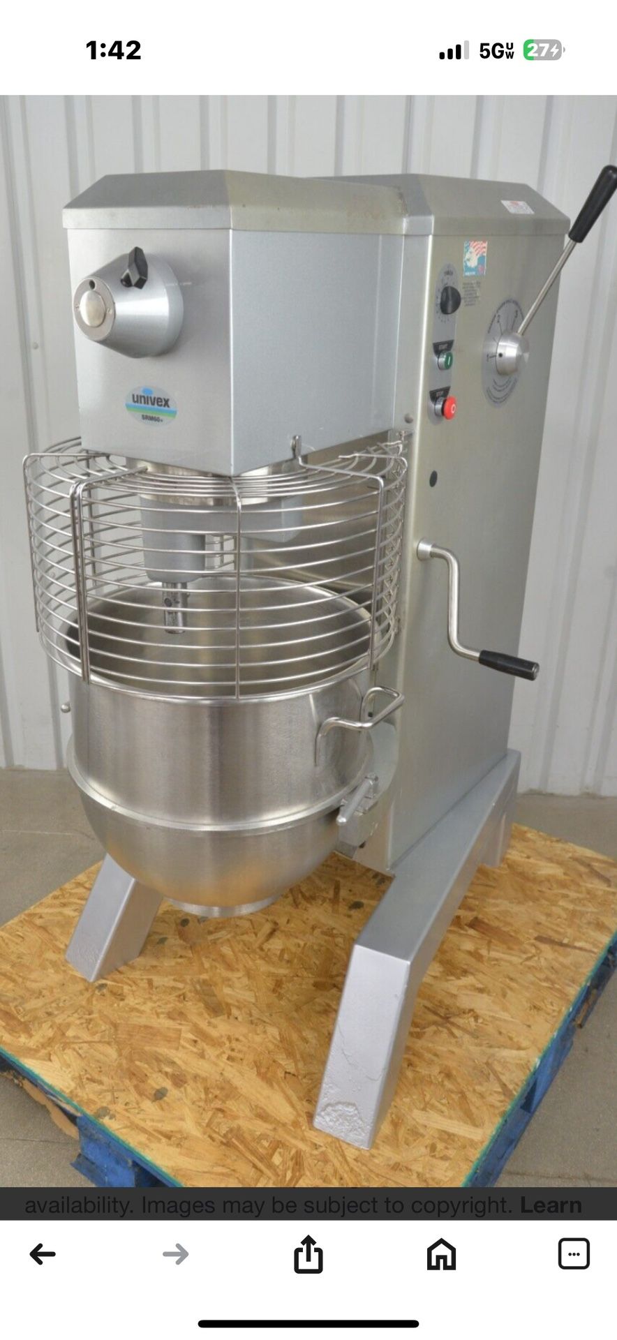 Univex Made In USA Commercial Mixer.- SMR60 Quart With Power Bowl Lift. A Three Grand Option.