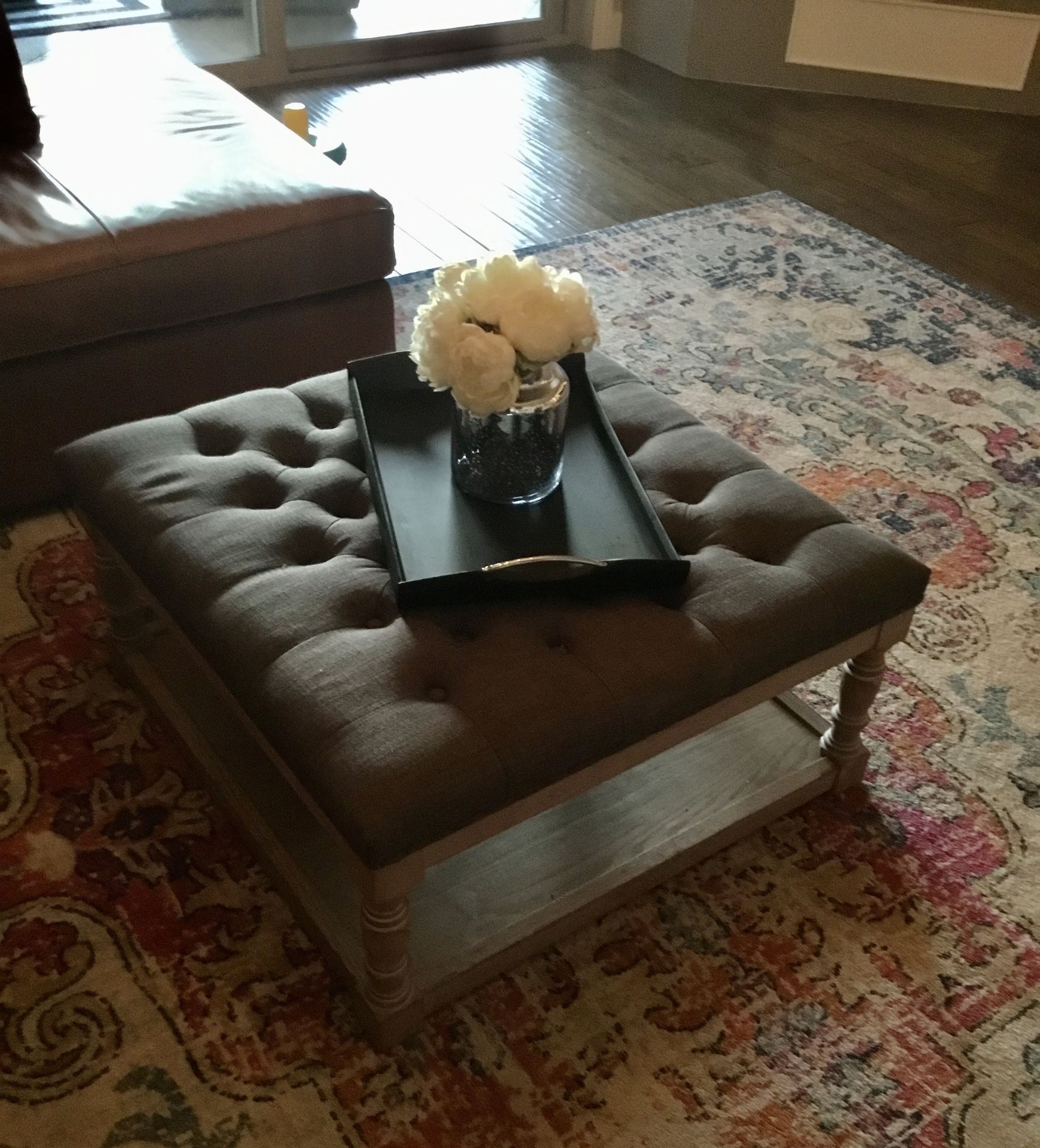 Tufted Shelved Coffee Table