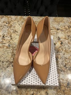 Faux Patent Leather Light Brown Heels