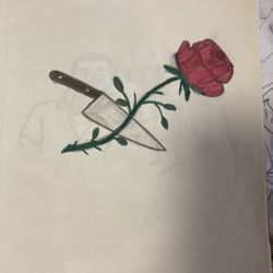Custom Rose and Knife Drawing 