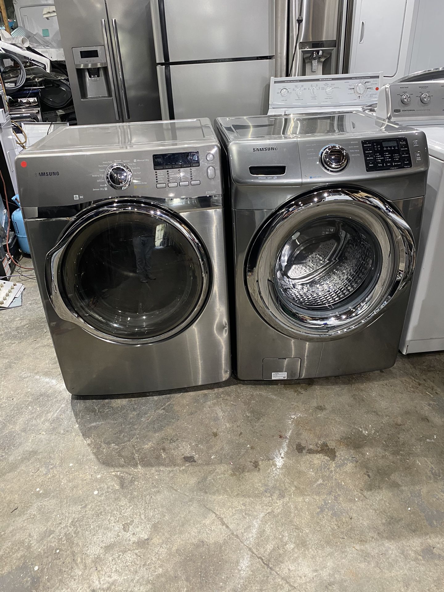 Samsung washer and dryer electric steam heavy duty stainless steel works perfect clean one receipt for 60 days warranty