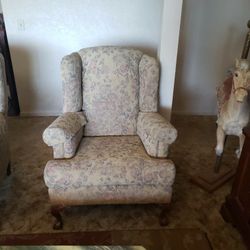 2 Clawfoot Floral High Back Chairs 